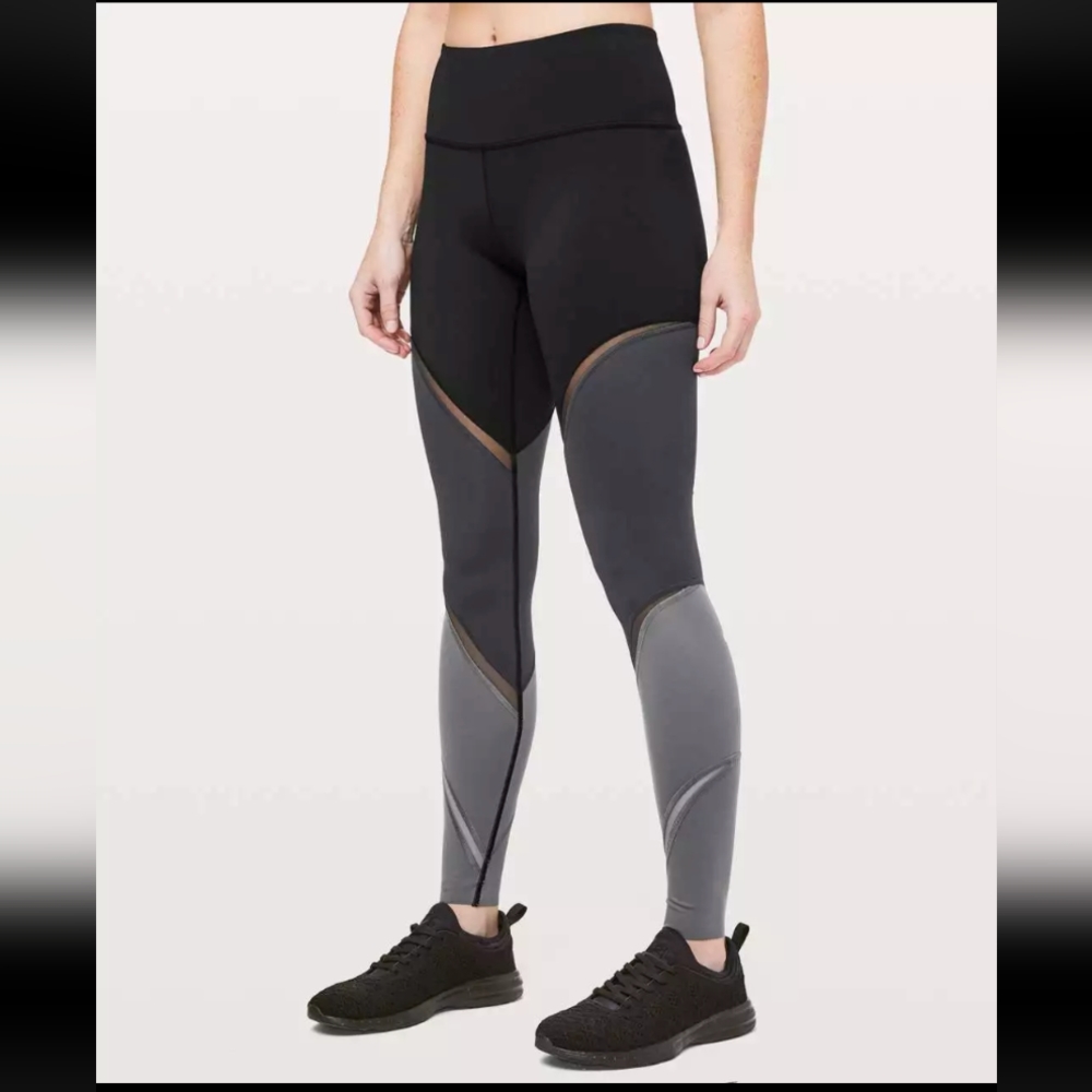 Lululemon 4 Color Me‎ Ombre Tight 28” BLK/OBSI/TTNM LW5BFTS Mesh Inserts RARE